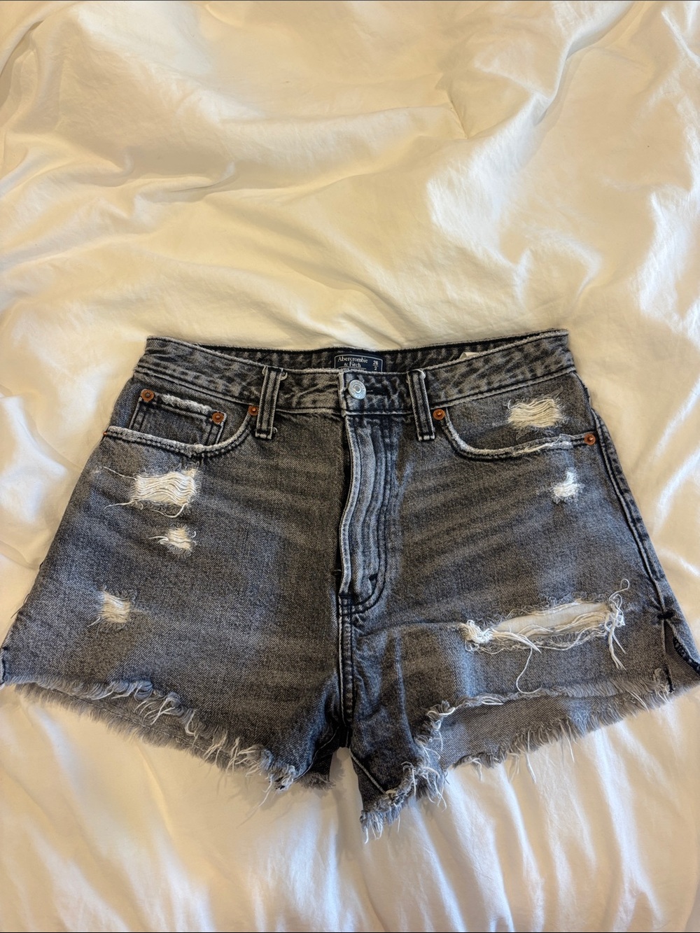 Abercrombie black denim shorts